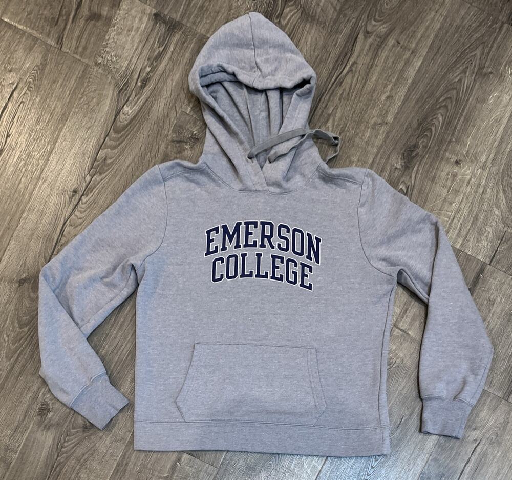 Emerson College Gray Pullover Hoodie Sweatshirt Redshirt Women’s L